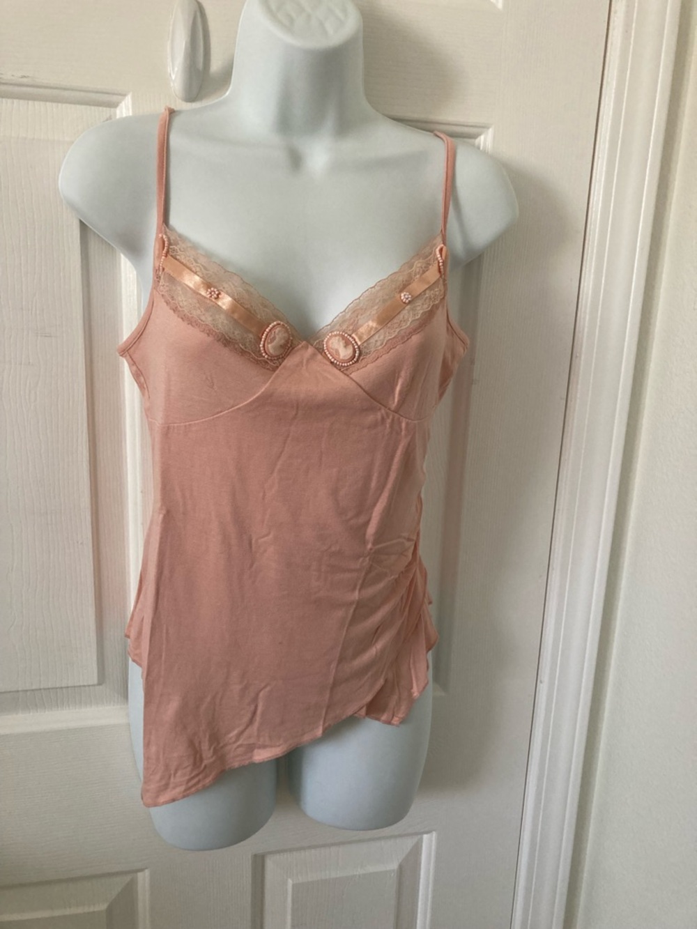Peach Lace-Trim Camisole Top